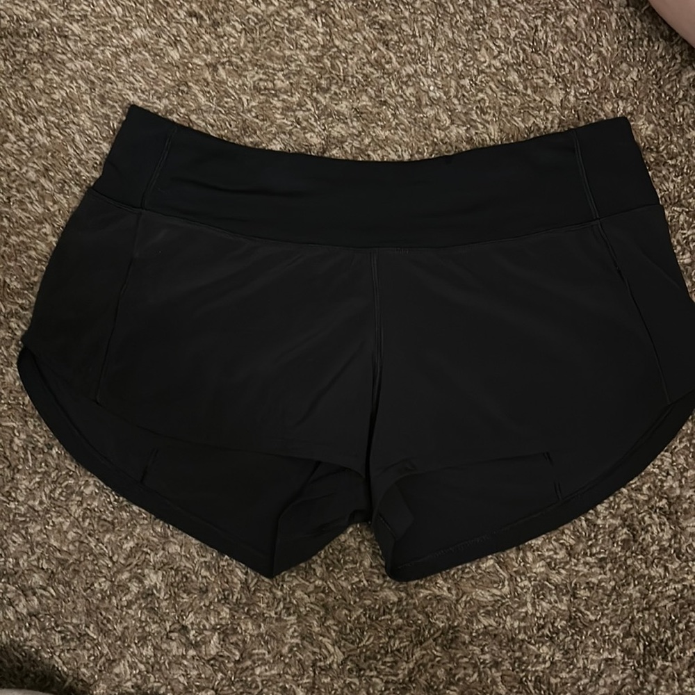 Black Lululemon low wasted shorts, size 4